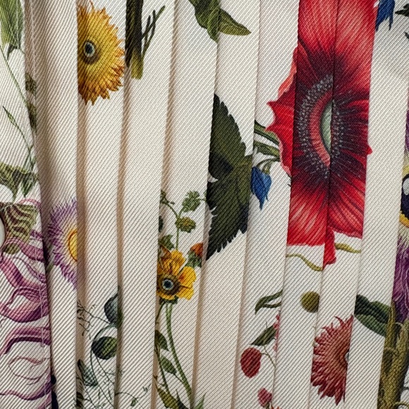 NWOT MONSE Floral Long Sleeve Dress - Cream, Red, Blue 100% silk - Picture 7 of 10